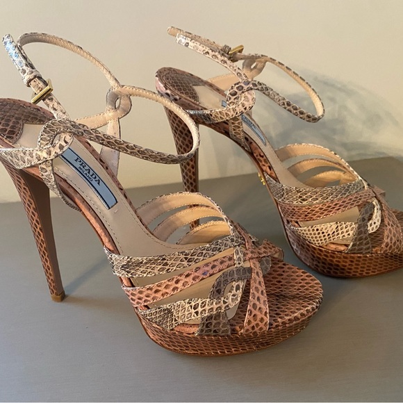 Prada Snake Print Open Toe Heels size 7 - Picture 4 of 7